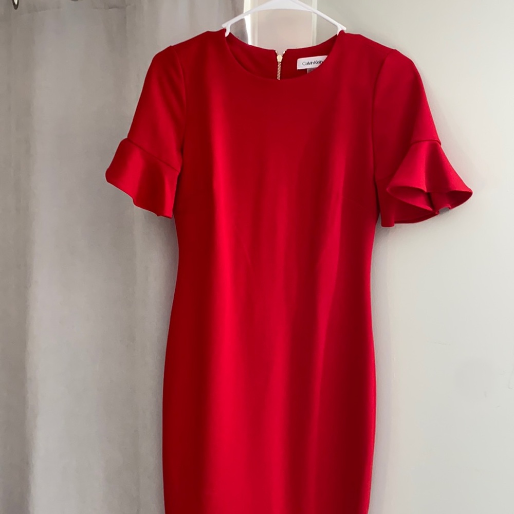 Calvin Klein, worn once, red dress